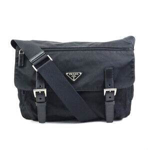 Prada Black Tessuto Crossbody Messenger Bag Black